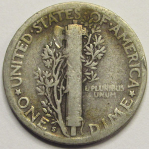 1927 S Mercury Dime - antique San Francisco mintmark silver American dime