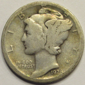 1928 D Mercury Dime - antique Denver mintmark silver dime