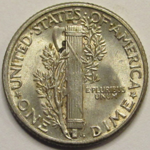 1945 Mercury Dime - antique unriculated American silver dime
