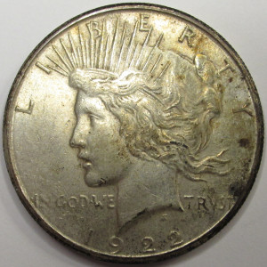 1922 S Peace Dollar - antique San Francisco mintmark American silver dollar
