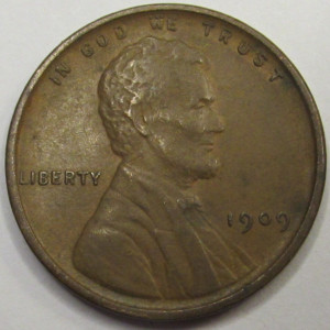 1909 VDB Lincoln Wheat Cent - antique first year of issue American penny