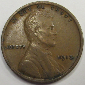 1913 Lincoln Wheat Cent - better condition American penny coin