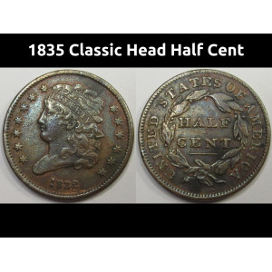 1835 Classic Head Half Cent - antique American half penny