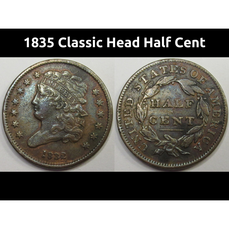 1835 Classic Head Half Cent - antique American half penny