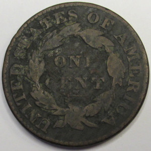 1827 Coronet Head Large Cent - antique American copper penny