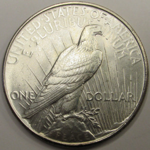 1934 Peace Dollar - antique uncirculated American silver dollar