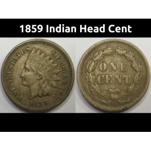 1859 Indian Head Cent - antique first year of issue American Indian penny