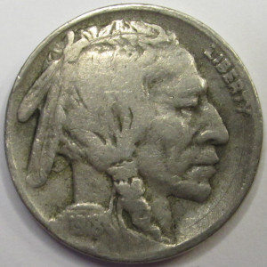 1918 D Buffalo Nickel - antique better date American bison coin