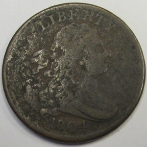1804 Draped Bust Half Cent - Crosslet 4 with Stems - early American half penny