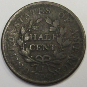 1804 Draped Bust Half Cent - Crosslet 4 with Stems - early American half penny
