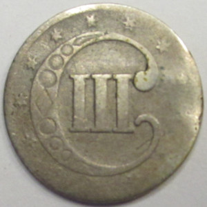 1853 Silver Three Cents - antique pre Civil War American silver small coin