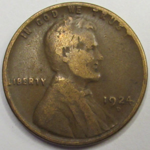 1924 D Lincoln Wheat Centj - antique Denver mintmark low mintage coin