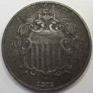 1876 Shield Nickel - antique better date American five cent coin