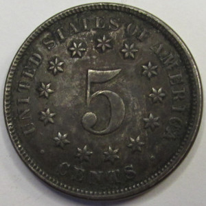 1876 Shield Nickel - antique better date American five cent coin