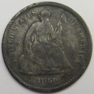 1860 O Seated Liberty Half Dime - antique pre Civil War New Orleans mintmark silver coin