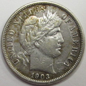 1903 O Barber Dime - antique New Orleans mintmark American silver dime