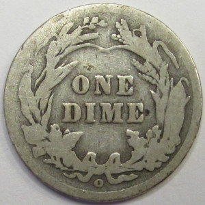 1905 O Barber Dime - Micro O - antique better variety American silver dime