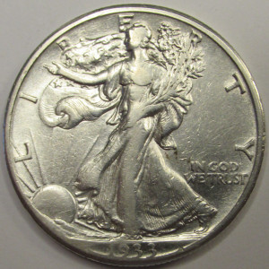 1933 S Walking Liberty Half Dollar - antique San Francisco mintmark better date half dollar