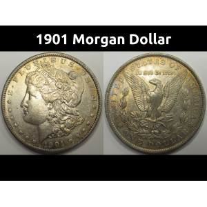 1901 Morgan Dollar - antique American turn of the century silver dollar