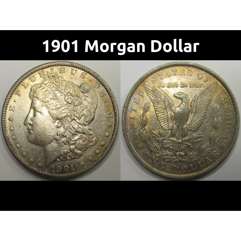 1901 Morgan Dollar - antique American turn of the century silver dollar