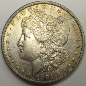 1901 Morgan Dollar - antique American turn of the century silver dollar