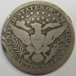 1892 O Barber Quarter - antique New Orleans early date silver coin