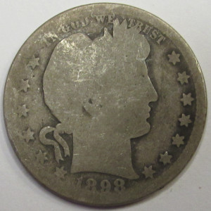 1898 O Barber Quarter - antique New Orleans mintmark silver coin