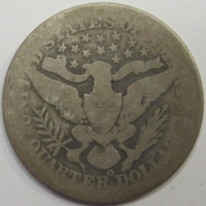 1898 O Barber Quarter - antique New Orleans mintmark silver coin