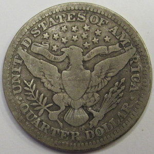 1909 D Barber Quarter - antique Denver mintmark silver coin