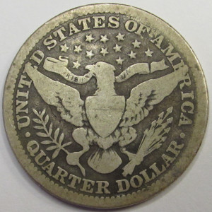 1912 Barber Quarter - old American silver quarter coin