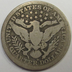 1916 D Barber Quarter - final year of issue Denver mintmark coin