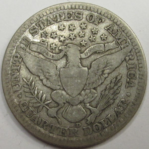 1916 D Barber Quarter - antique Denver mintmark silver coin