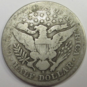 1901 S Barber Half Dollar - antique low mintage American silver coin