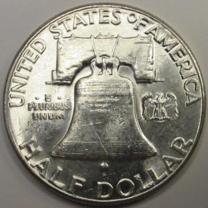 1958 Franklin Half Dollar - antique uncirculated fifties silver coin