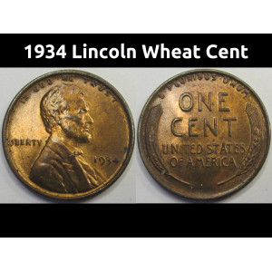 1934 Lincoln Wheat Cent - antique thirties American wheat penny