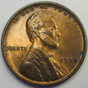 1934 Lincoln Wheat Cent - antique thirties American wheat penny