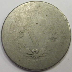 1887 Liberty V Nickel - antique earlier date American V nickel