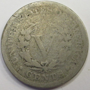1890 Liberty V Nickel - antique Old West era American V nickel
