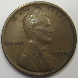 1918 Lincoln Wheat Cent - antique American wheat penny