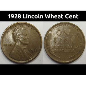1928 Lincoln Wheat Cent - antique American higher grade penny