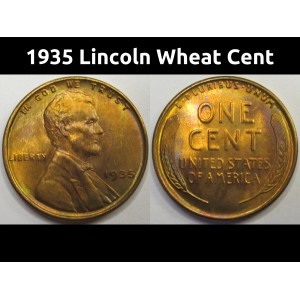 1935 Lincoln Wheat Cent - antique attractive American wheat penny