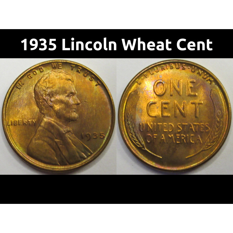 1935 Lincoln Wheat Cent - antique attractive American wheat penny