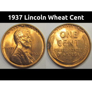 1937 Lincoln Wheat Cent - antique American uncirculated penny
