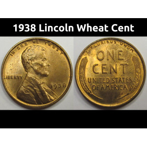 1938 Lincoln Wheat Cent - antique American uncirculated penny