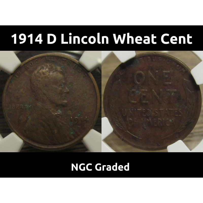 1914 D Lincoln Wheat Cent - antique NGC certified rare penny
