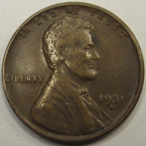 1931 D Lincoln Wheat Cent - antique Denver mintmark American wheat penny