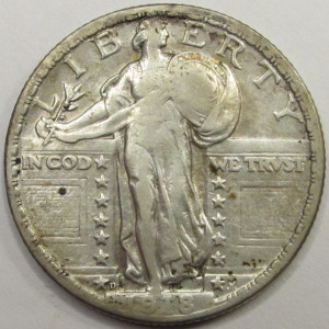 1918 D Standing Liberty Quarter - antique Denver mintmark silver coin