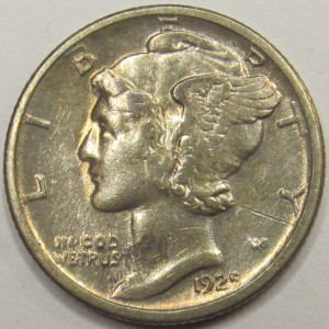 1925 S Mercury Dime - antique San Francisco mintmark silver dime