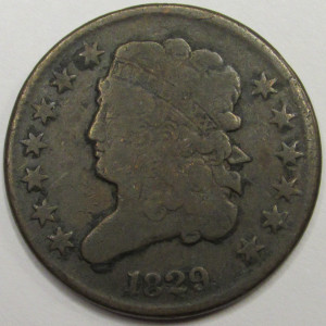 1829 Classic Head Half Cent - antique American copper half penny