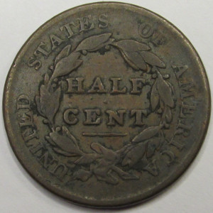 1829 Classic Head Half Cent - antique American copper half penny